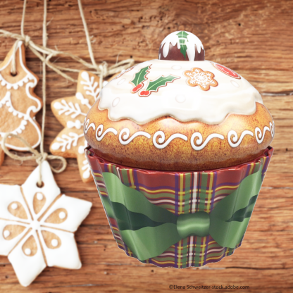 Large Cupcake Xmas Pudding lata silver crane company lata latita natal navidad