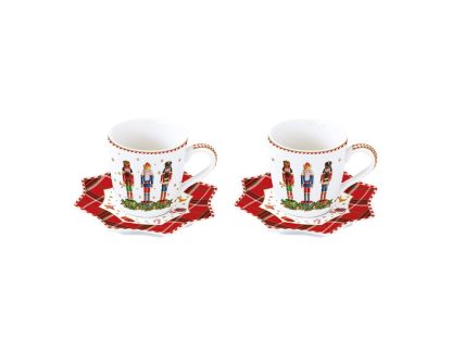 Set 2 porcelain coffee cups with saucers 100 ml VINTAGE NUTCRACKER