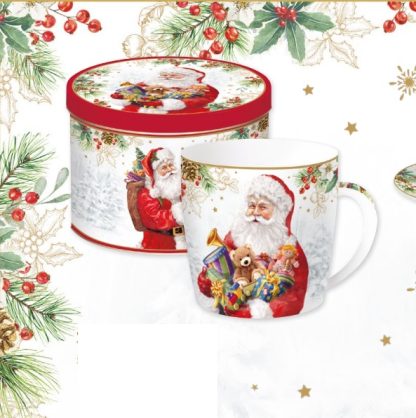 EASY LIFEEasy Life Porcelain mug with Santa Claus "Santa is coming" 350 ml caneca natal navidad