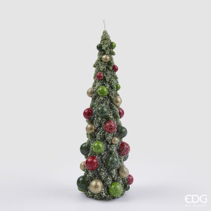 PINE CANDLE H.32 D.11 C4Cod. 6100075A774Variation GREEN RED vela pinheiro natal vela pino navidad mesa