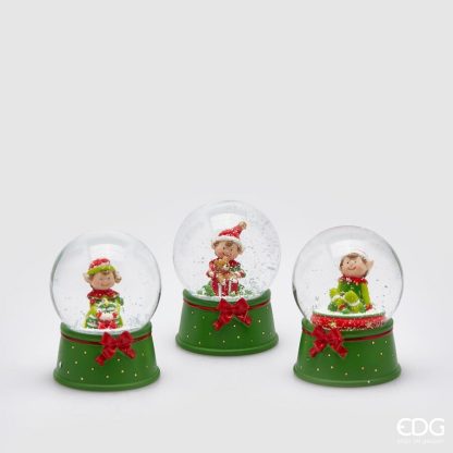 ELF SPHERACLE (3 ASS)H9 D6.5 C3Cod. 685707,740Variation GREEN RED edg enzo de gasperi natal globo de neve navidad globo de nieve