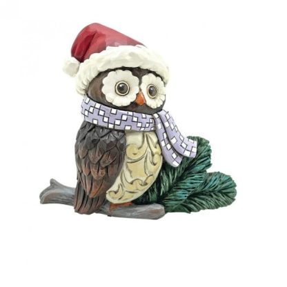 Christmas Owl with Santa Hat Mini6015462 mocho natal santa claus jim shore heartwood creek