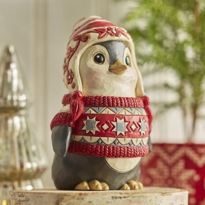 Nordic Noel Penguin Wearing a Sweater Figurine6015486 pinguim jim shore heartwood creek natal navidad