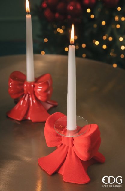 BOW CANDLE HOLDER H.11 L.13 L.13 C4Cod. 4400165A400 edg ezno de gasperi castiçal laço candelabro natal navidad mesa