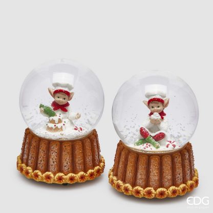 WATER SPHERE ELF 2 ASS. H.14 D.10 CARILLON C4Cod. 8100094A999 globo de neve pasteleiro natal bola de nieve pastelero navidad edg enzo de gasperi