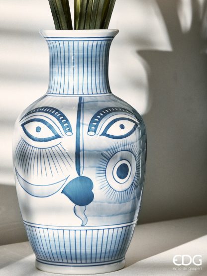 AMPHORA FACE VASE H.38 D.22 C4Cod. 1100014A180Variation WHITE BLUE