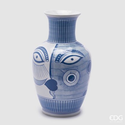 AMPHORA FACE VASE H.38 D.22 C4Cod. 1100014A180Variation WHITE BLUE edg enzo de gasperi jarrón taza taça jarro jarra vaso VASE VASE