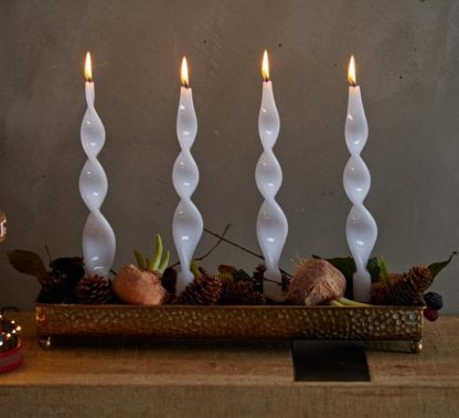 FLAME CANDLE 270X22 CF12PCS LACQUEREDCod. 611664,100Variation WHITE vela torcida branca castiçal candelabro