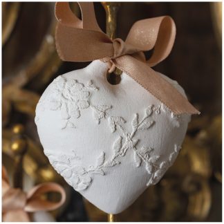 Décor parfumé Cœur brodé - Grand modèle - Rose Élixir 