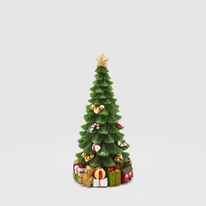 DECORATED PINE CANDLE H22 C1Cod. 613634,740Variation GREEN RED vela pino pinheiro edg enzo de gasperi