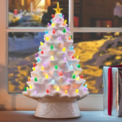 Nostalgic Ceramic Christmas Tree - White 18  árvore natal cerâmica mr. christmas navidad