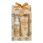 Set regalo Flor de Mandarina: crema de leche corporal 200ml + gel de ducha 250ml- Se vende en un bonito paquete de regalo con lazo.- AROMA FLEUR DE MANDARINE: Flor de Mandarina, donde los aromas de mandarinas se mezclan con un acorde soleado de ylang y flor de naranjo, para terminar con redondez en una exquisita vainilla. Un aroma brillante y soleado...- Marca: Mathilde M.- Medidas: 27cm alto X 15,2cm ancho X 7,2cm fondo colgfm mathilde m.