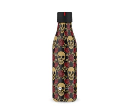 les artistes rose & skulls a-8133 garrafa térmica termos