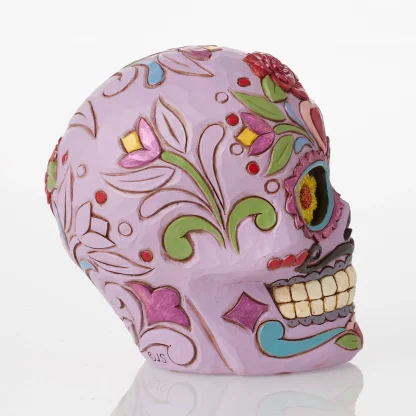 DOD Purple Skull Pint Colourful Calavera Figurine 6012755 Designed in the iconic style of Jim Shore. This Day of the Dead purple skull caveira halloween