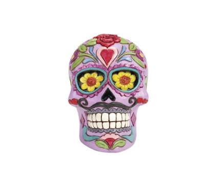 DOD Purple Skull Pint Colourful Calavera Figurine6012755Designed in the iconic style of Jim Shore. This Day of the Dead purple skull caveira halloween