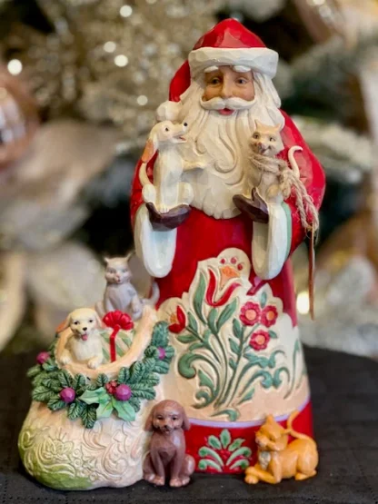 Santa with Cats and Dogs Figurine6015499 jim shore heartwood creek natal pai natal papá noel