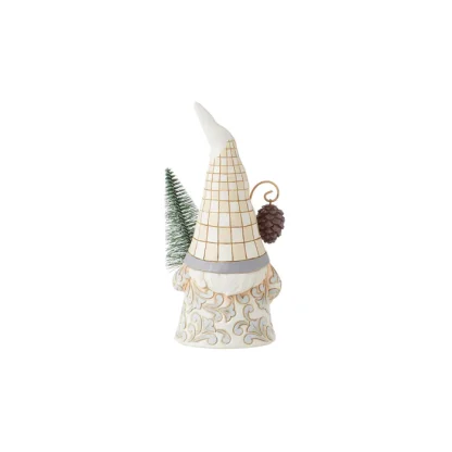 White Woodland Gnome with Sisal Tree Figurine 6015160 jim shore heartwood creek