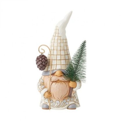 White Woodland Gnome with Sisal Tree Figurine6015160 jim shore heartwood creek