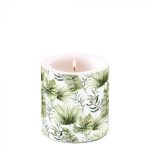 Candle small Jungle leaves whiteArticle number19218215 ambiente nv vela mesa