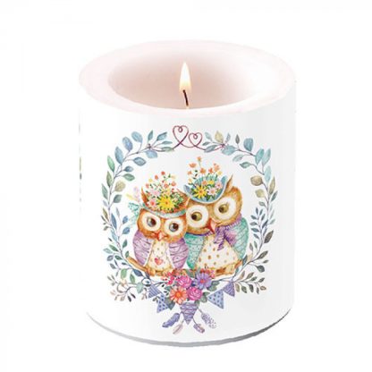 Candle medium Owl couple in loveArticle number19319405 vela mocho búho