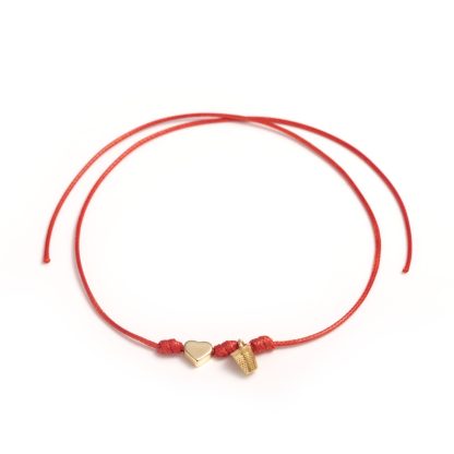 Pulsera Hilo Mágico Dedal con Colgante: Naranja con Corazón