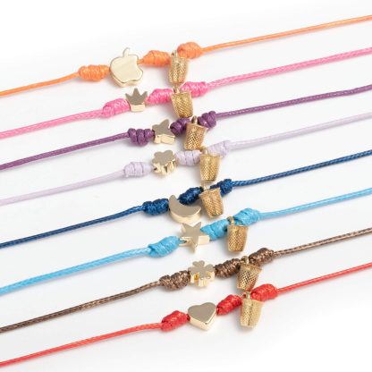 Pulsera Hilo Mágico Dedal con Colgante: Azul con Corazón