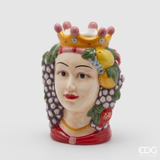 vASE HEAD SICILY HE+LEI(2ASS)H13 C1 Cod. 016826,500 Variation PINK edg enzo de gasperi testa siciliana 