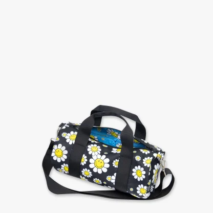 SMILEY Flowers Black Recycled Medium Weekenderby Smiley LOQI SACO MALA BOLSA