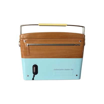 Radio tapared blue/brown lata silver crane
