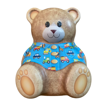 Teddy Bear with Car Shirt lata silver crane páscoa bombons ovos páscoa