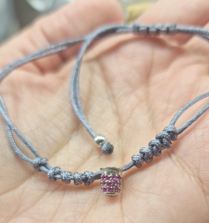 Pulsera Mamori Dedal (plata): Gris con piedras rosas - Imagen 6