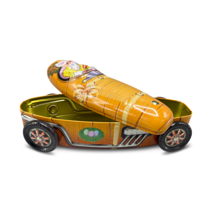 Bunny Girl Carrot Racing Car lata silver crane chocolates bombons páscoa afilhados lata coelho