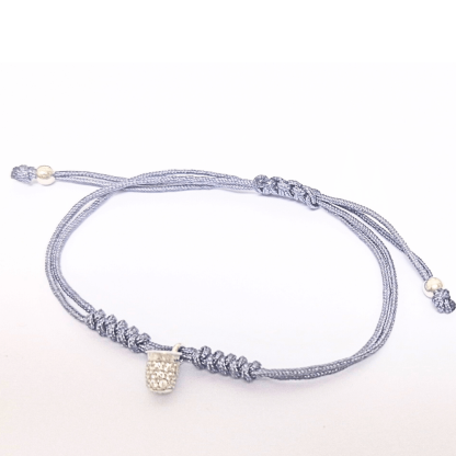 Pulsera Mamori Dedal (plata): Gris con piedras blancas