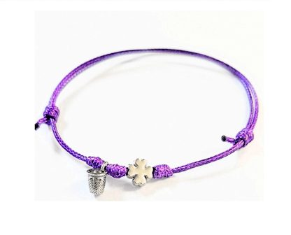 Pulsera ajustable Dedal + Trébol: Púrpura