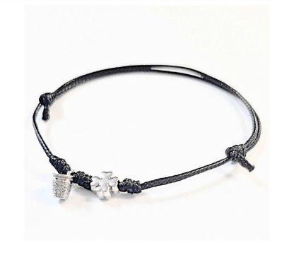 Pulsera ajustable Dedal + Trébol: Negro