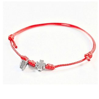 Pulsera ajustable Dedal + Trébol: Roja