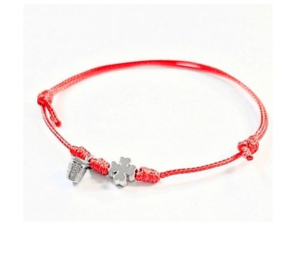 Pulsera ajustable Dedal + Trébol: Roja