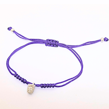 Pulsera Mamori Dedal (plata): Morada con piedras blancas