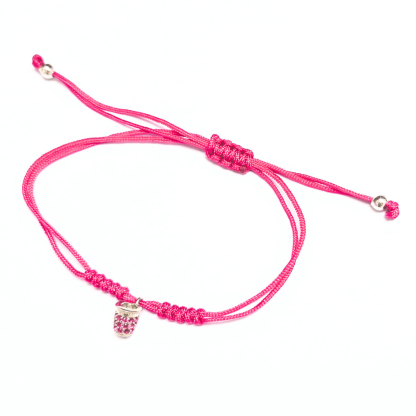 Pulsera Mamori Dedal (plata): Rosa con piedras blancas