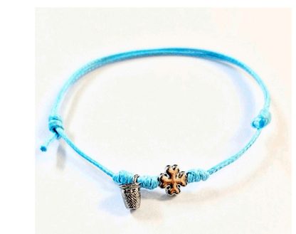 Pulsera ajustable Dedal + Trébol: Azul Claro