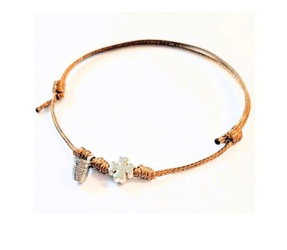 Pulsera ajustable Dedal + Trébol: Marrón