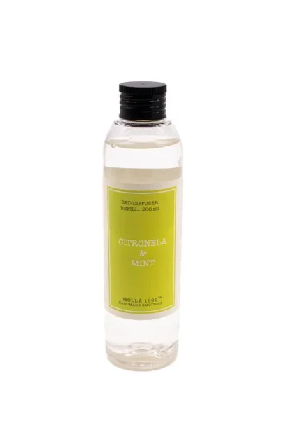 Recambio Citronela and mint (menta) de 200mL, Colección Summer. Tienda CERERIA MOLLA 1899.Marca: Cerería Mollà 1899