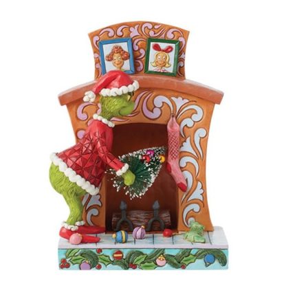 Grinch Pushing Tree up Fireplace Figurine6015214