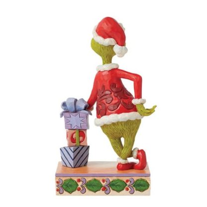 Grinch Leaning on Stacked Gifts Figurine6015218 grinch enesco jim shore heartwood creek natal navidad